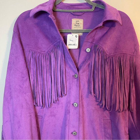 We the Free Purple Fringe Women's Jacket Vegan Leather XS - Picture 6 of 7